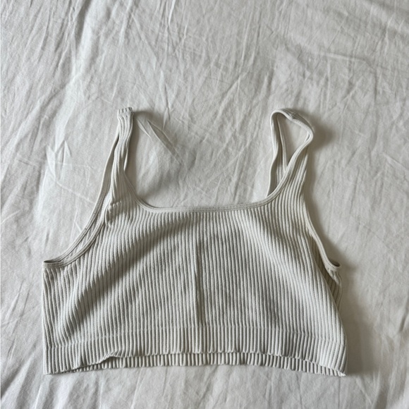 White Ribbed Crop Top - Picture 2 of 2